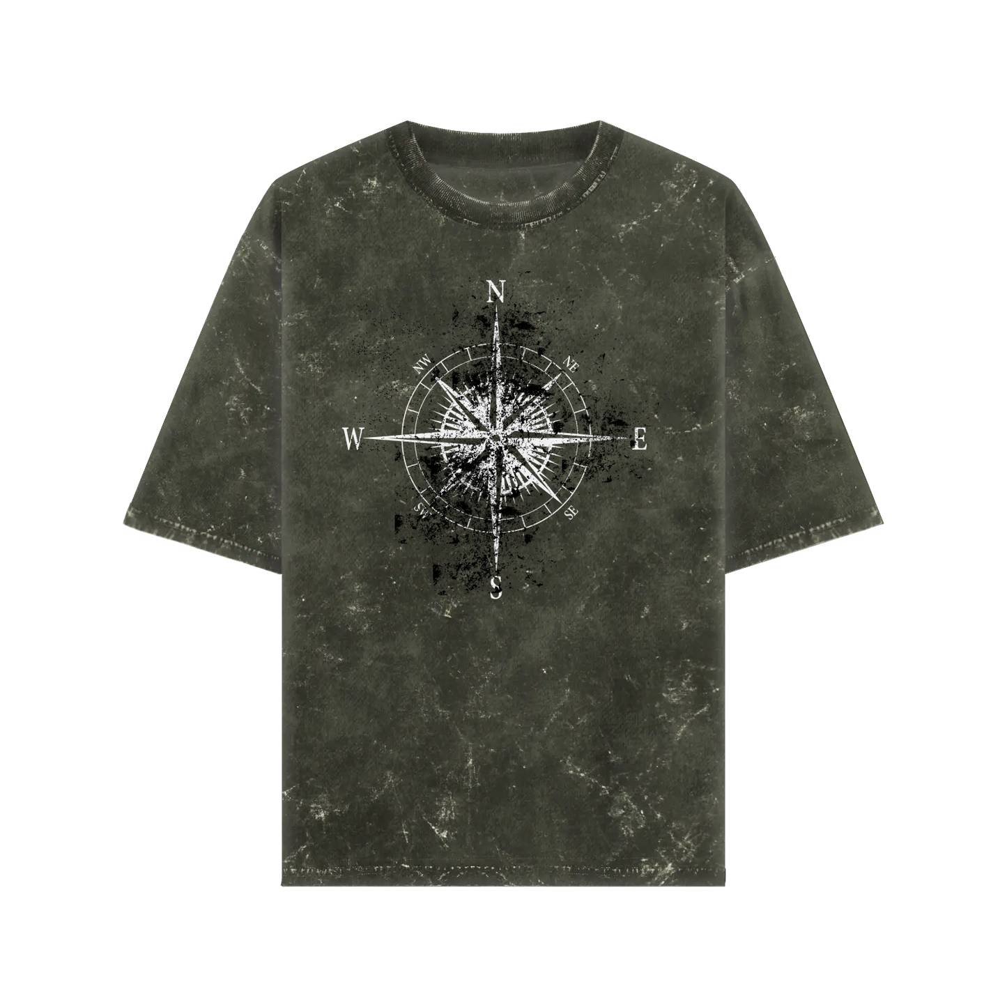 Compass Oversized Acid wash Cotton Tshirt
