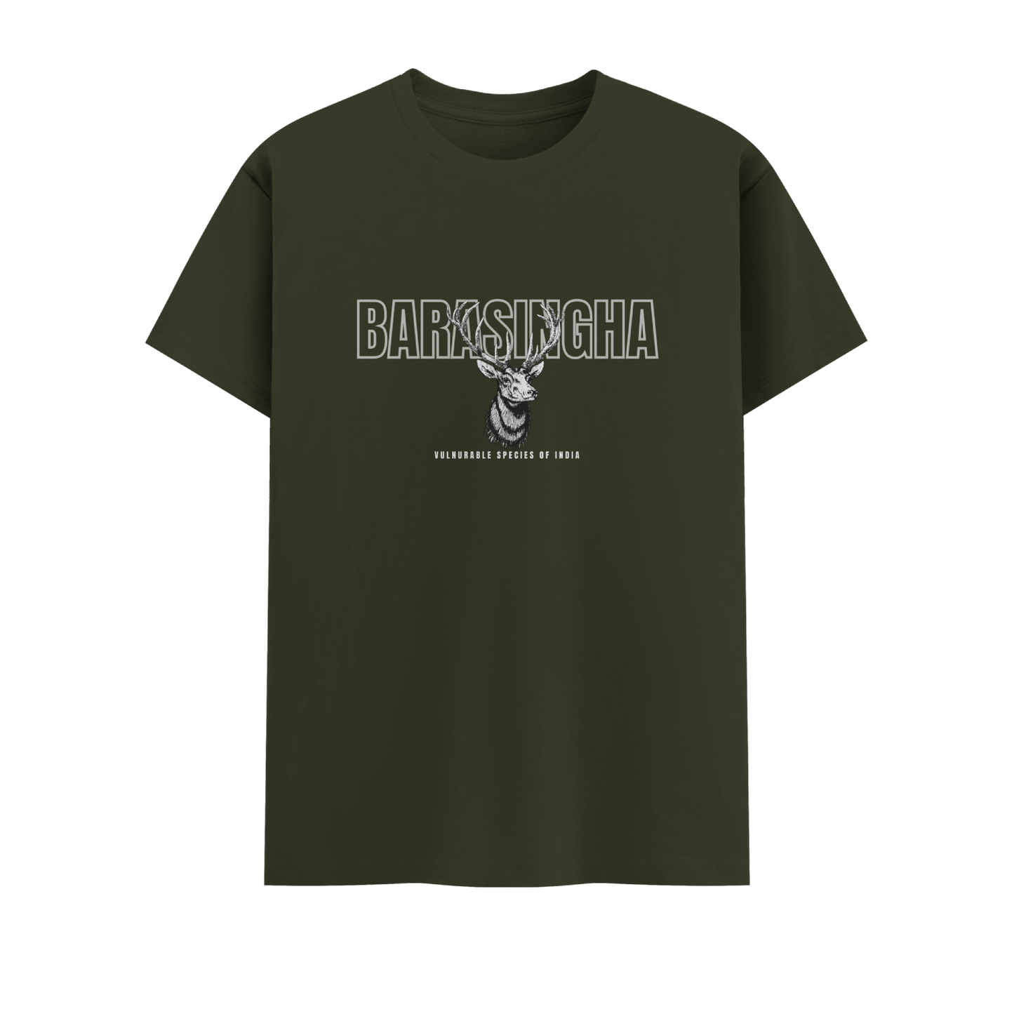 Barasingha Short Sleeve Crew neck Cotton Tshirt