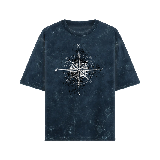 Compass Oversized Acid wash Cotton Tshirt