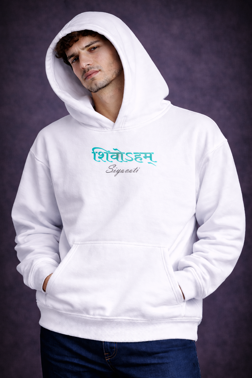SHIVOHAM(शिवोऽहम्) WHITE HOODIE